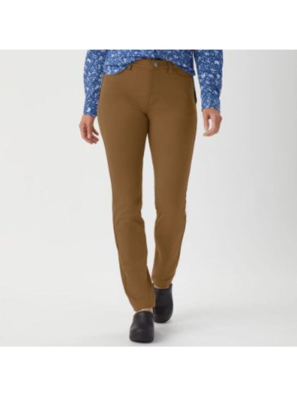 Duluth Trading Pants Women 12 Acorn Brown Ponte Stretch Slim Leg Wicking Hiking